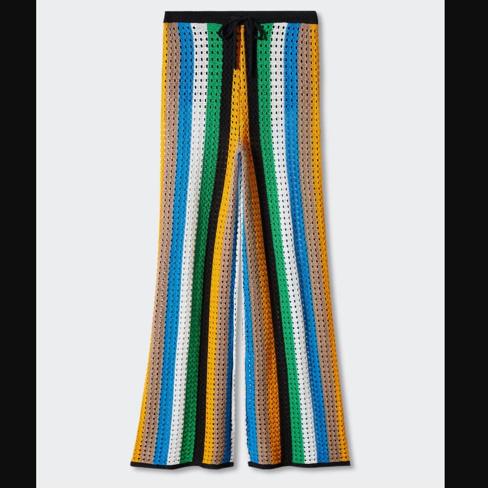 NWT Mango x Simon Miller Striped Openwork knitted trousers